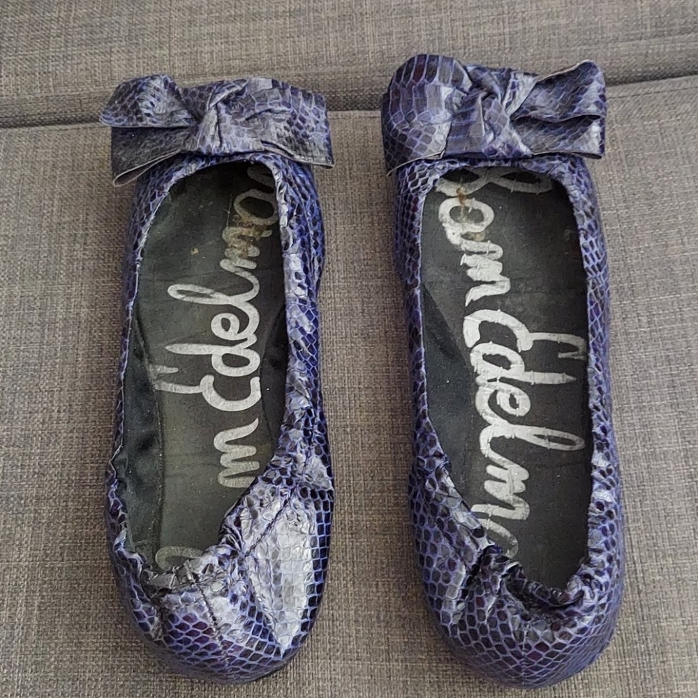 Sam Edleman Embossed Croc Bow Flats